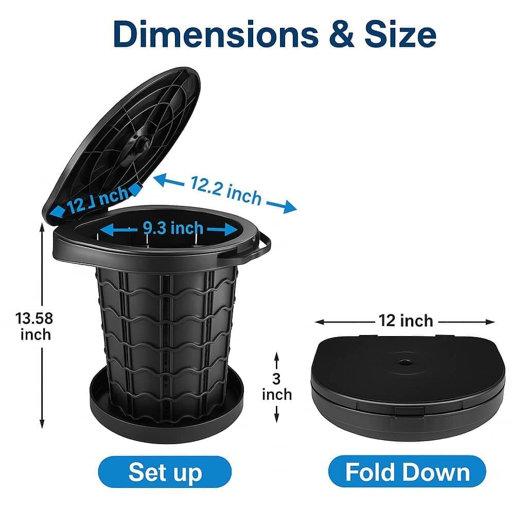 Portable Toilet for Camping Adults & , Height Adjustable Foldable Camping Toi…