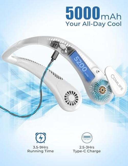 Portable Bladeless Neck Fan, 2026 World Sport Cup Gifts, Wearable Soccer