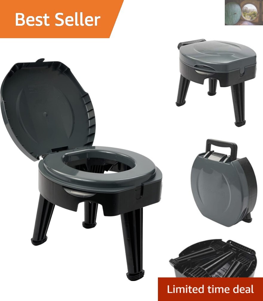 FOLD-to-GO Portable Camping Toilet – 300 lb Capacity, Compact & Lightweight