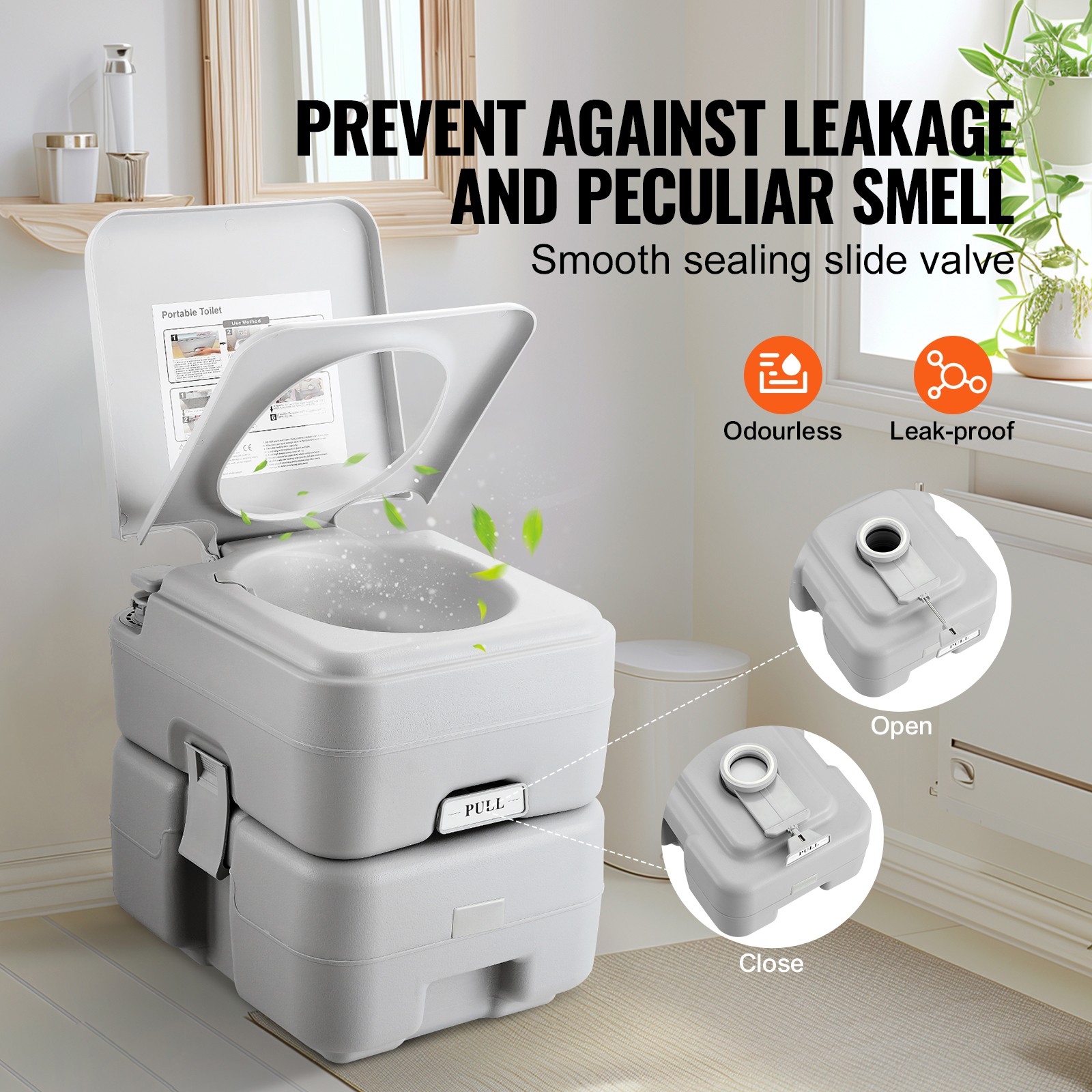 Uimoso Portable 5.3 Gal Travel Toilet with Flush and Carry Bag for Camping