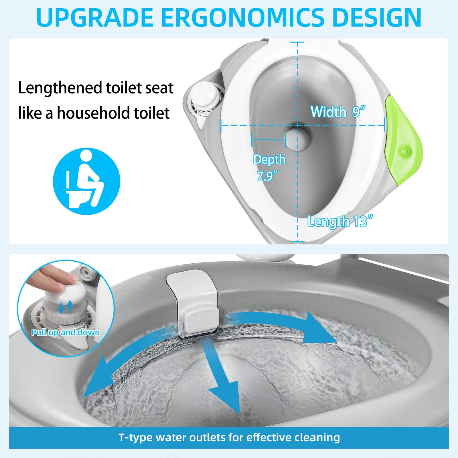 YITAHOME 5.8 Gal Portable Toilet Diagonal Sprayer Bag