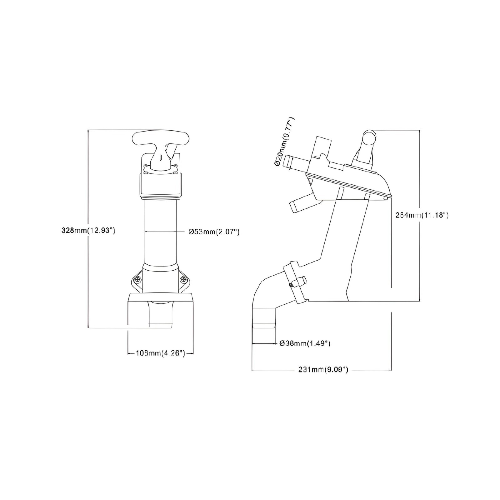 SEAFLO Manual Toilet Pump Flush Handle Kit – Compatible with SEAFLO and JABSC…