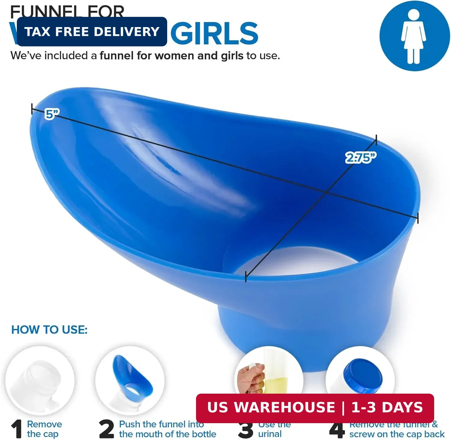 Unisex Urinal Bottle (2 Pack) – Portable Urinal for Women & Men – Female Urinal