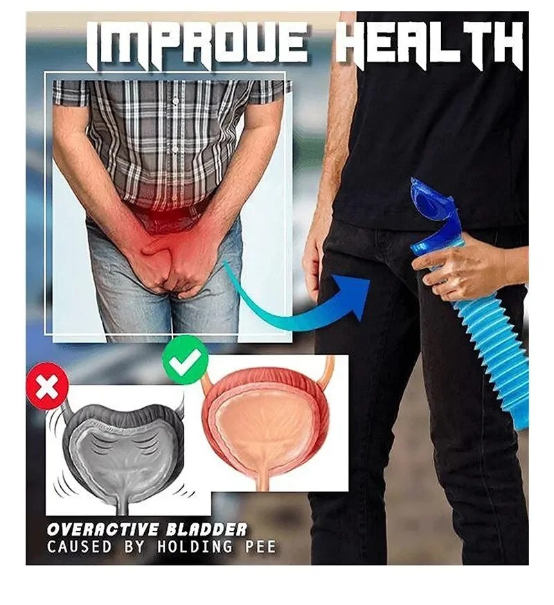 Portable Urinal Bottle 750ml Leakproof Car Travel Pee Bottle Blue Black