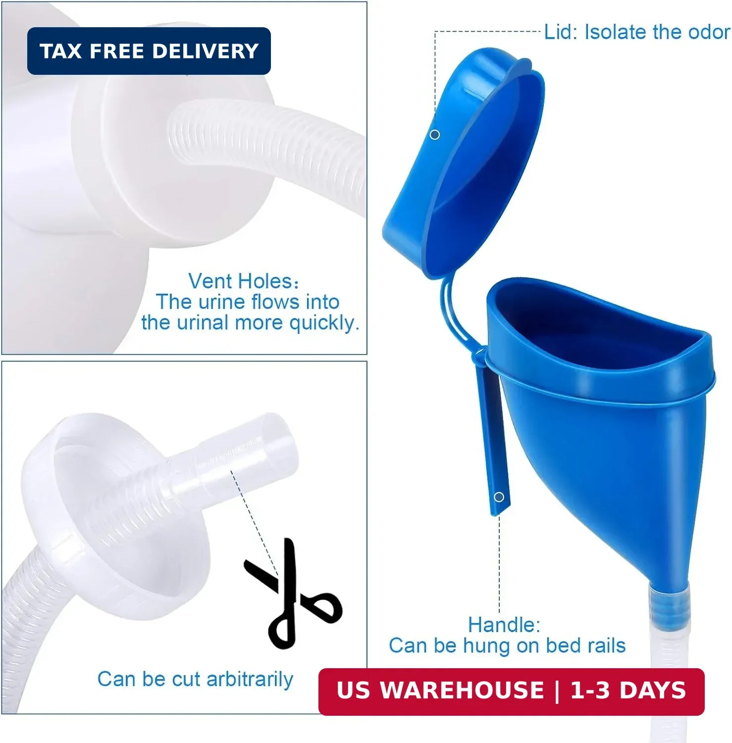Unisex Potty with Lid and Funnel, Portable Pee Bottle for Men and Women, 2000ml