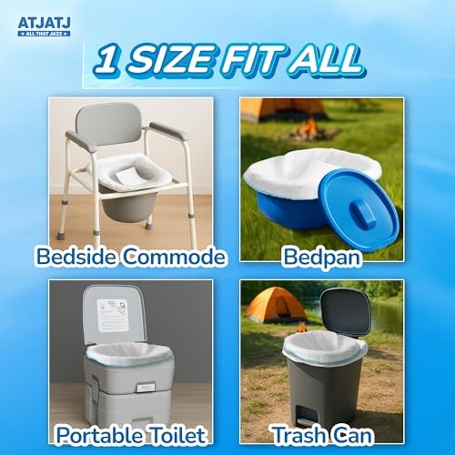 60 Packs Commode Liners With 60 Absorbent Pads, Leak-Proof Disposable Toilet