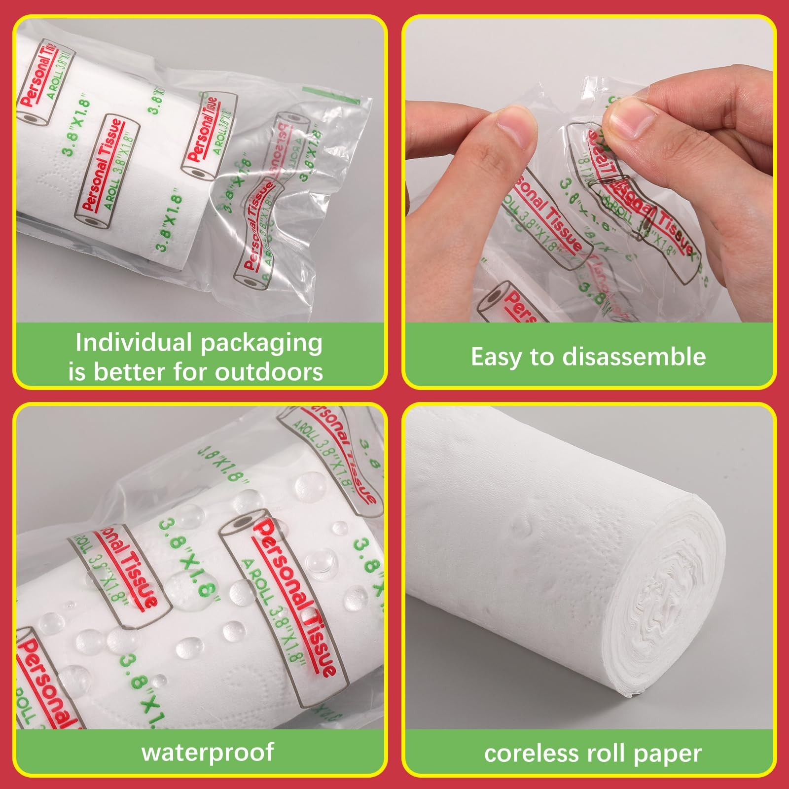 Travel Toilet Paper 6 Pack – Portable Soft Tissue Rolls for Camping, Hiking