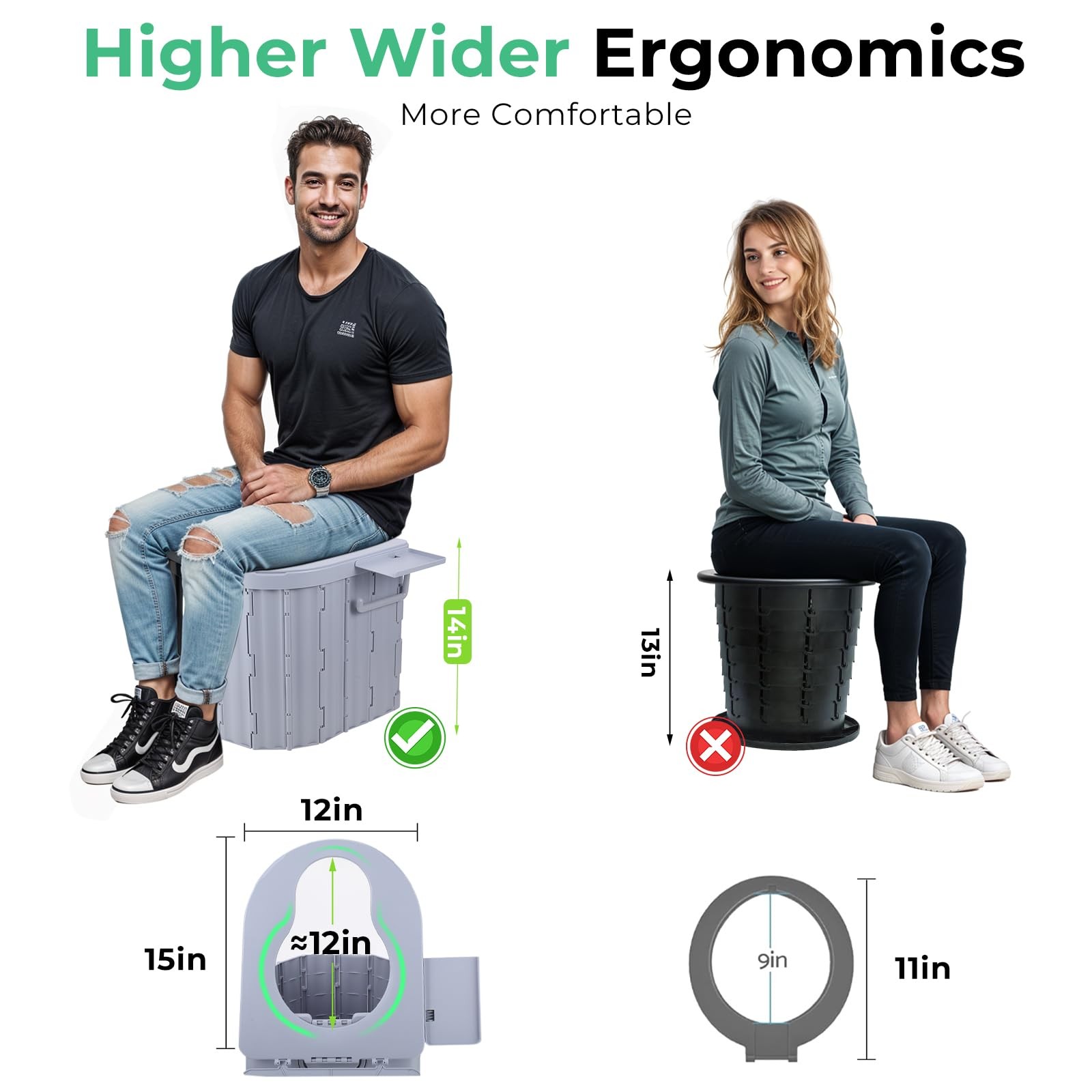 Sckee Camping Toilet, Portable Toilet for Adults, Portable Travel Folding Toi…