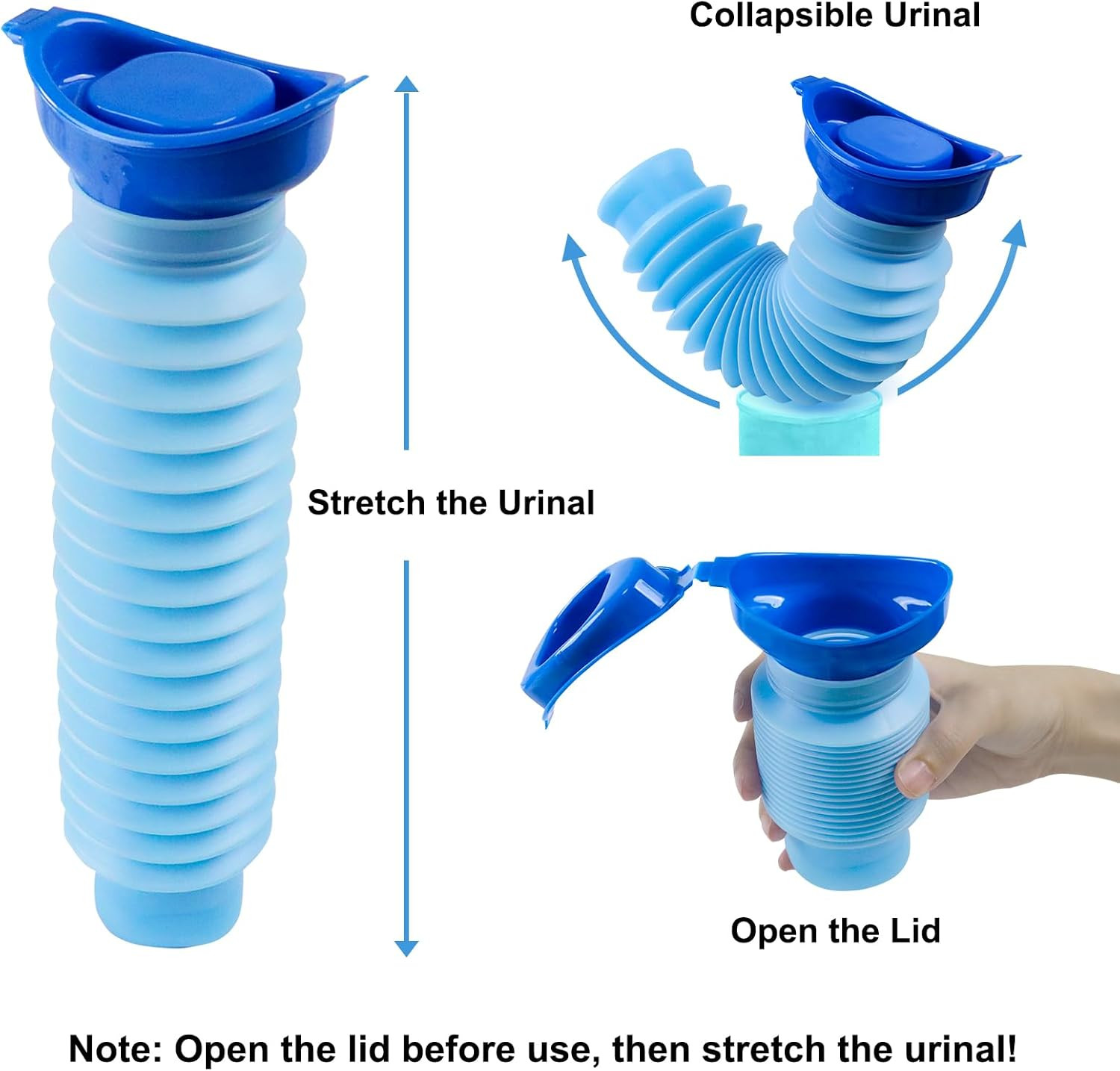 Pee Bottles for Men, Collapsible Urine Bottle 750ML, Portable Urinal for Women,