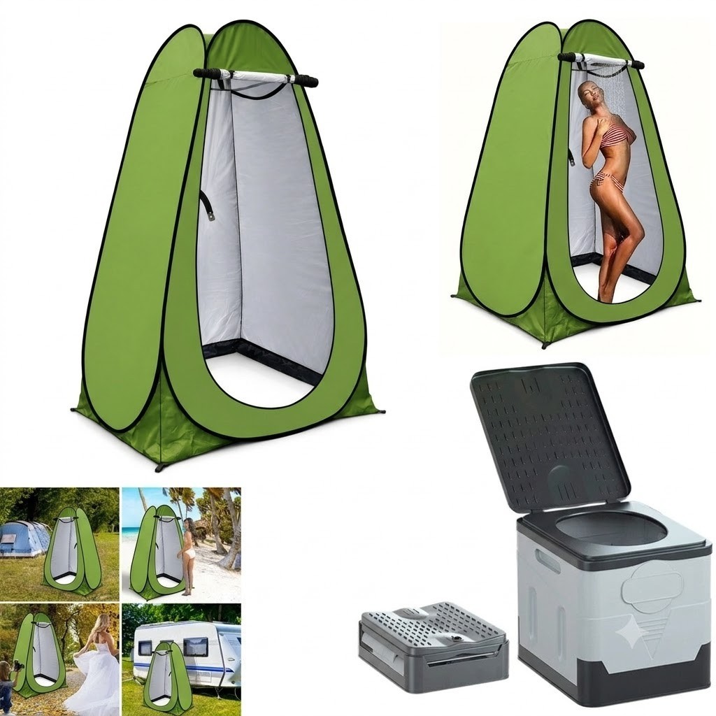 Portable Privacy Tent Pop Up Camping Shower Toilet Changing Shelter 2 Windows
