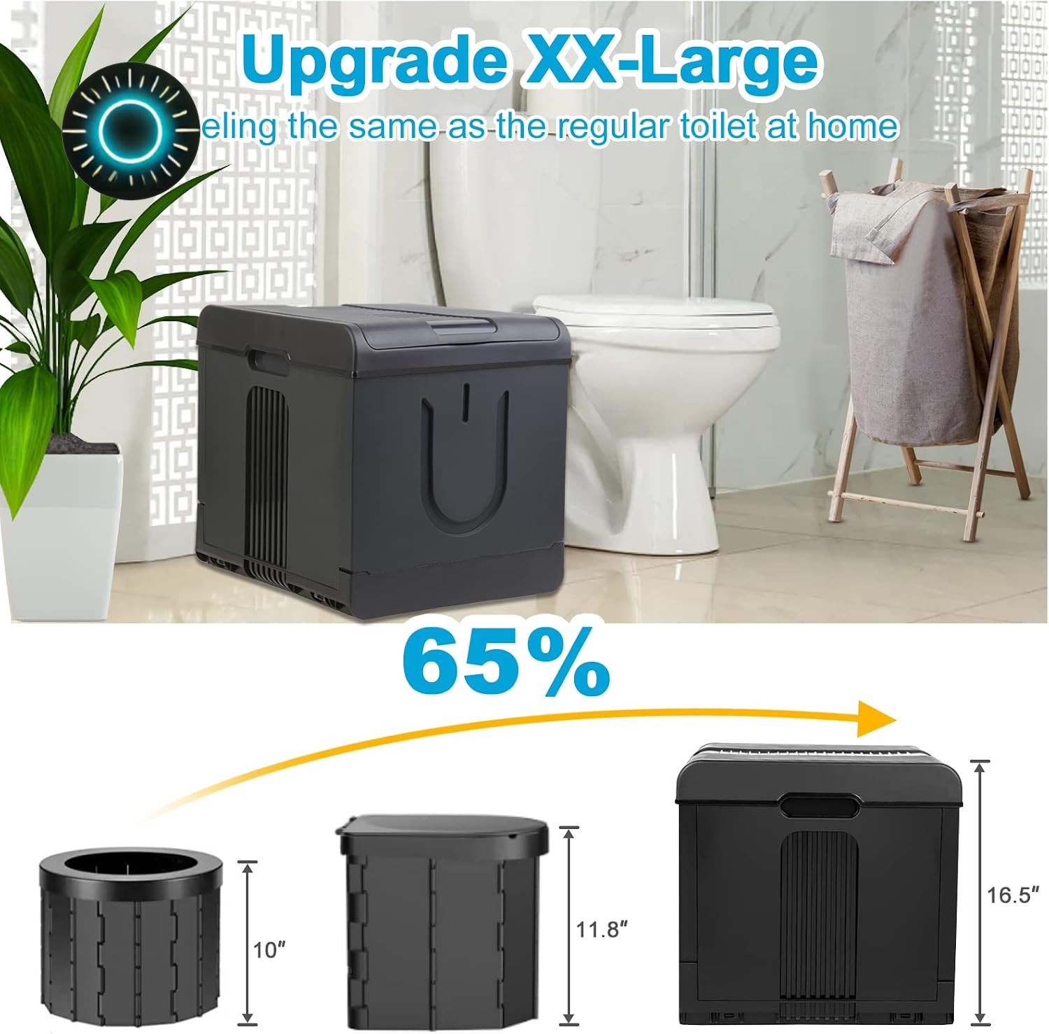 XXL Portable Toilet Camping Toilets for Car Indoor Outdoor Commode Foldable T…