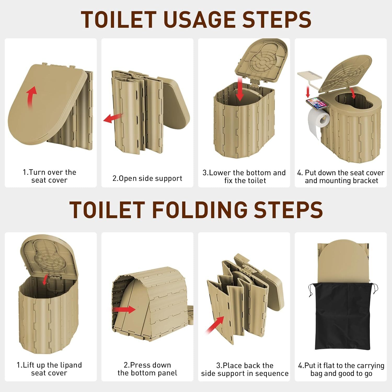 Portable Camping Folding Toilet with Pop-Up Privacy Tent 400 Lb Camping Bathroom