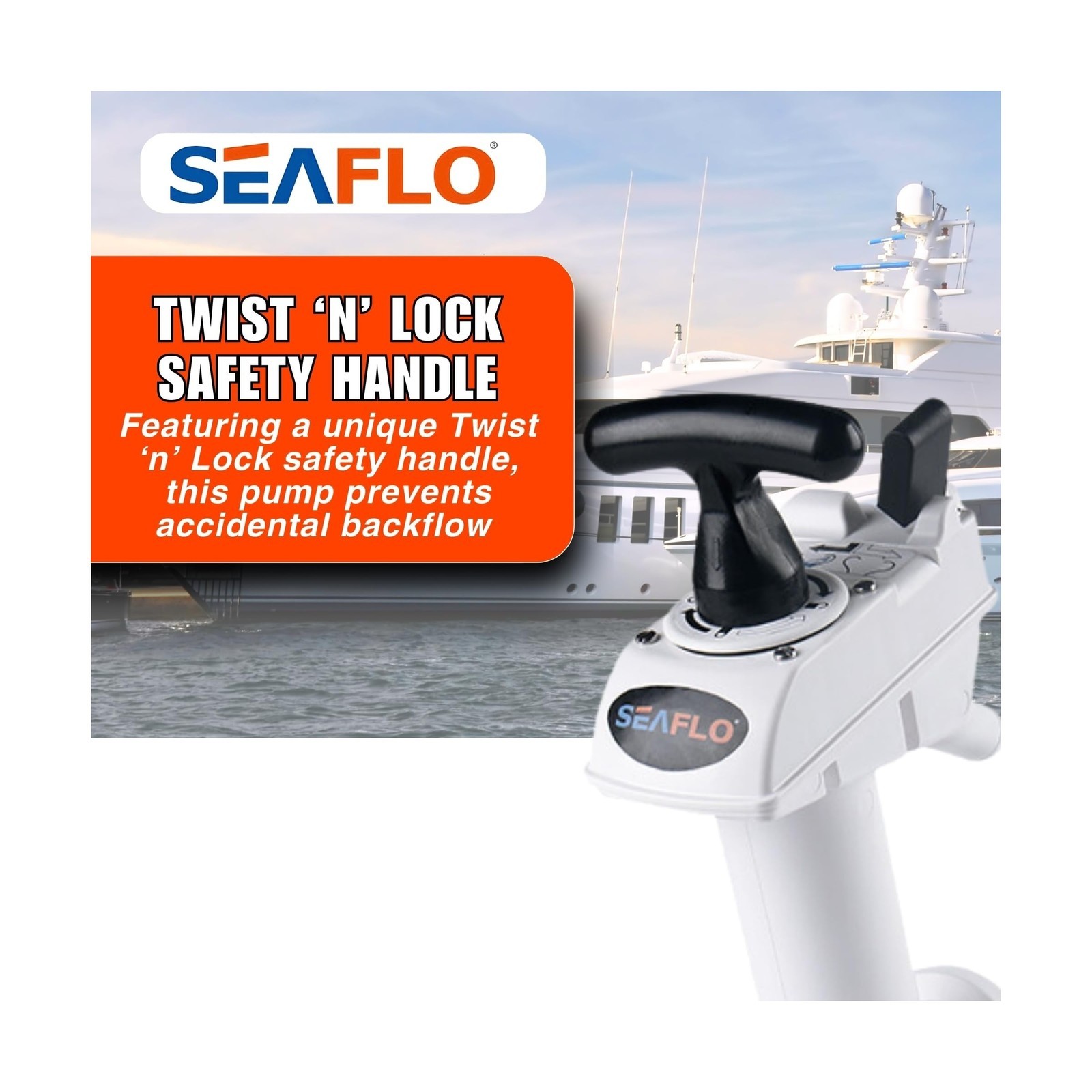 SEAFLO Manual Toilet Pump Flush Handle Kit – Compatible with SEAFLO and JABSC…