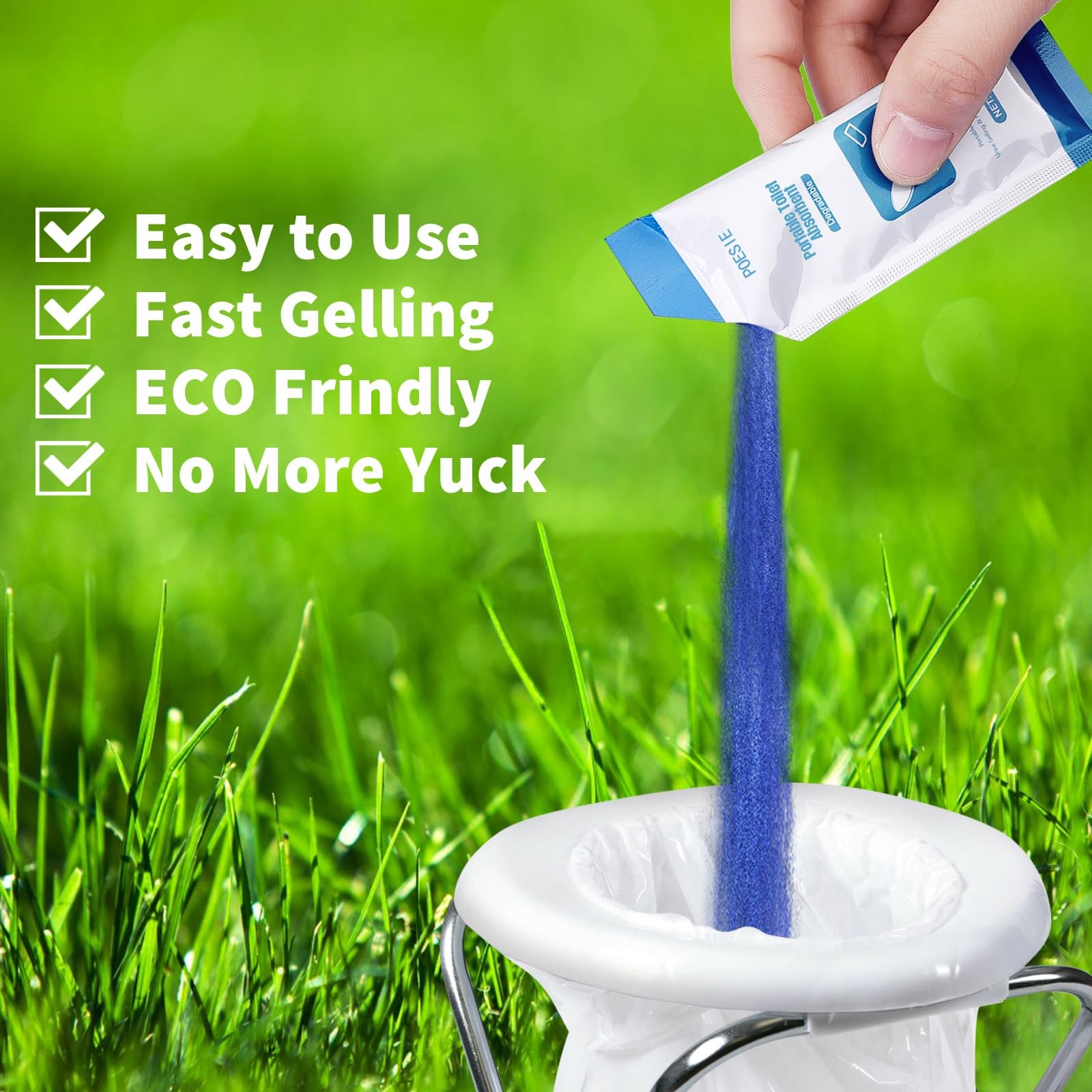 50 Packets Poo Urine Powder for Portable Toilet Absorbent Gel for Outdoor Rec…