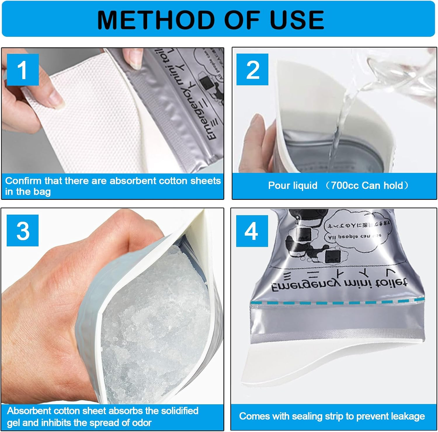 Disposable Emergency Urinal Bag, 8/12/20/24 Pack Portable Camping Pee Bags, T…