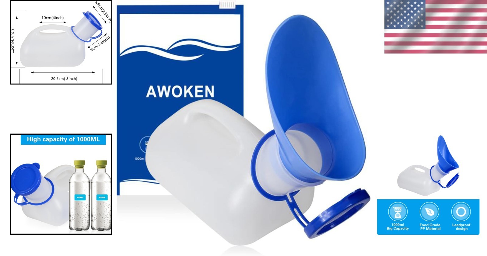 Portable Unisex Urinal with Funnel – Leakproof Pee Bottle for Outdoor Travel