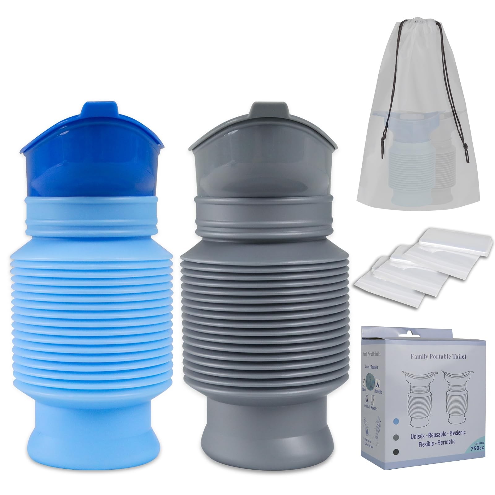 Portable Travel Urinal 750ml Foldable Emergency Toilet For Car Camping