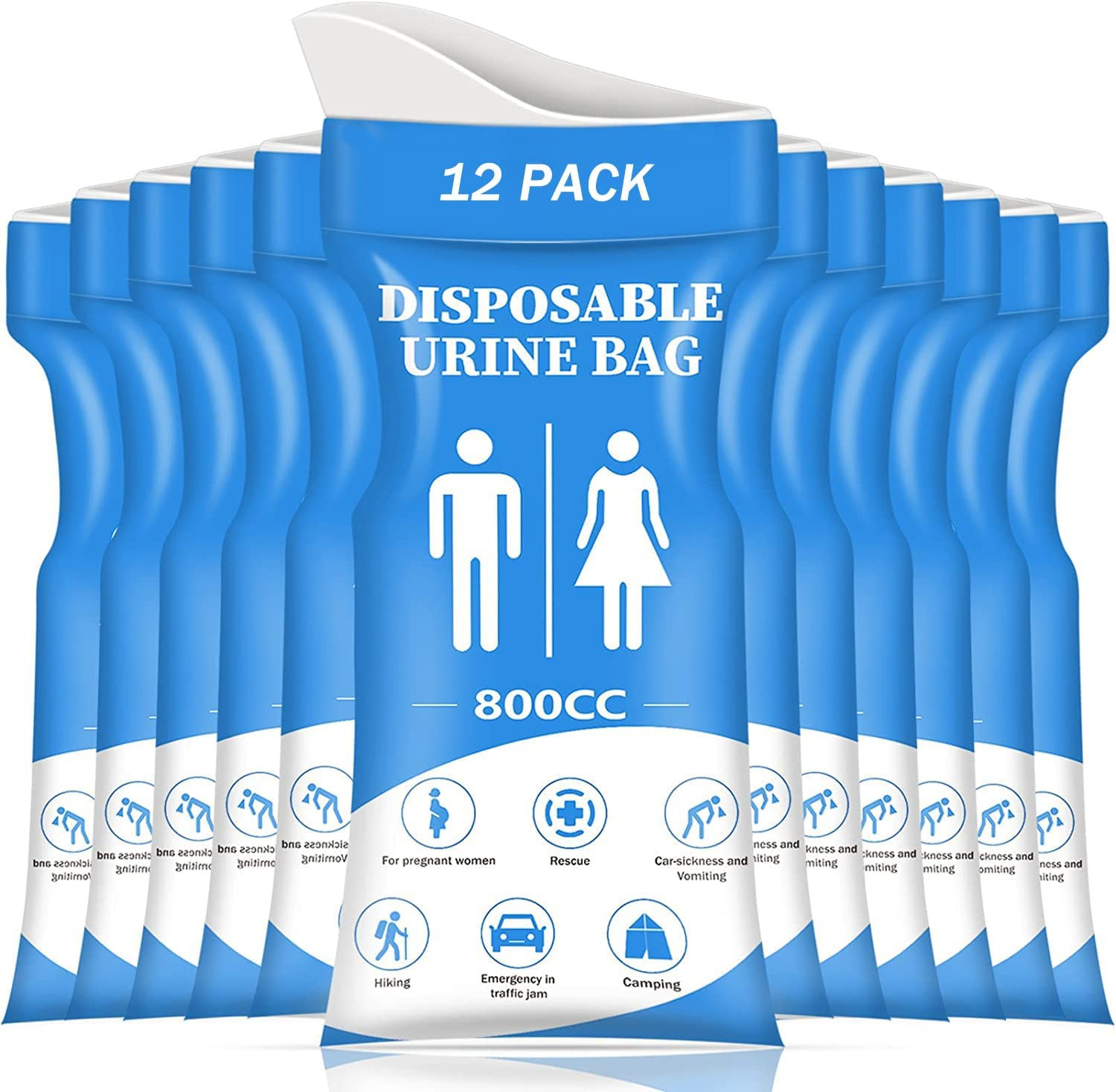 Disposable Urine Bag,12 PCS 800ML for Travel, Emergency Portable Pee Bag