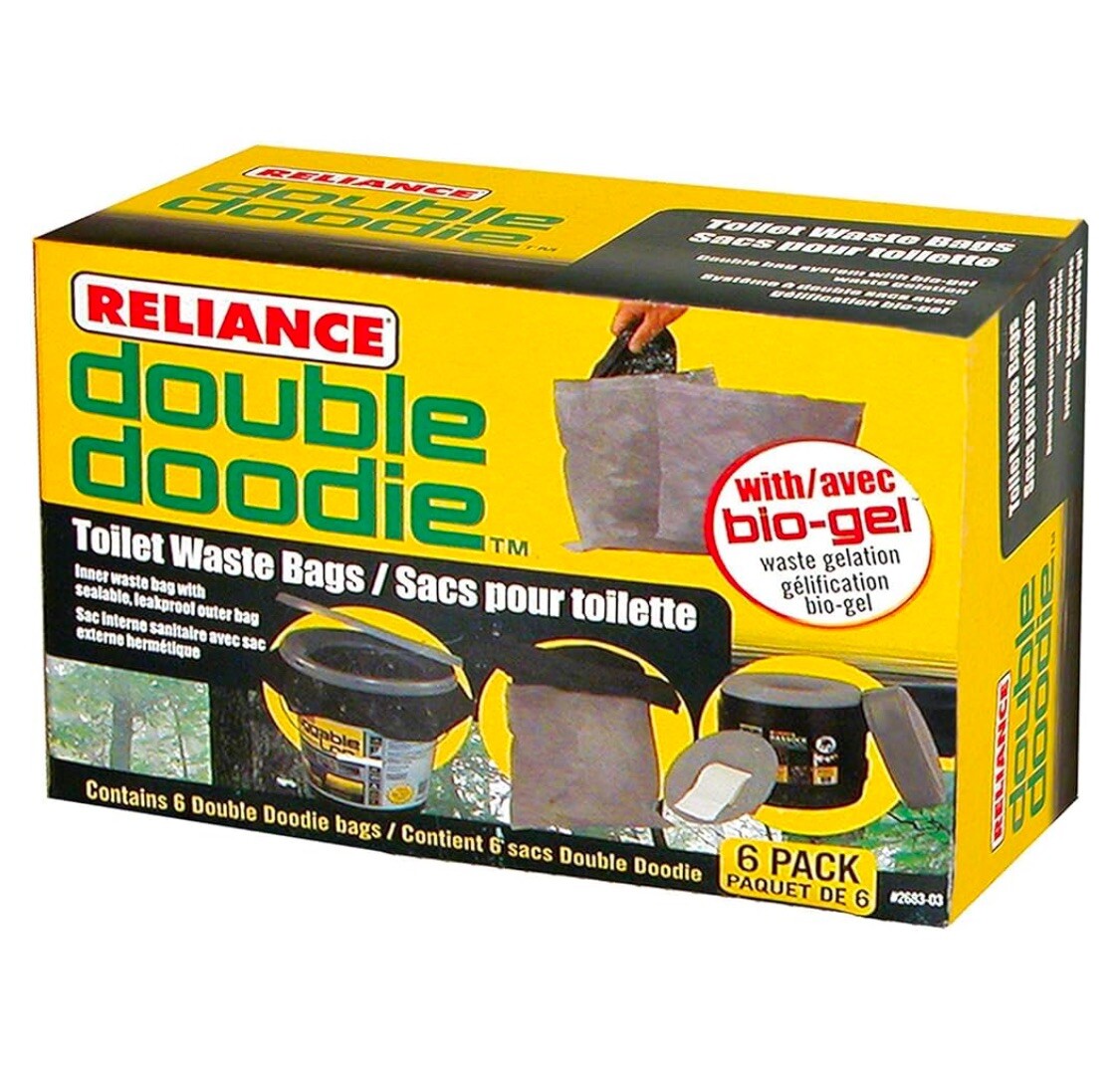 (2) Double Doodie Portable Toilet Waste Bags with Bio Gel (2 X 6pk= 12 Bags)