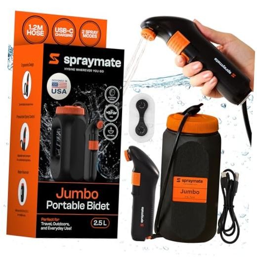 Portable Bidet for Travel & Camping – Electric High Pressure Orange-black
