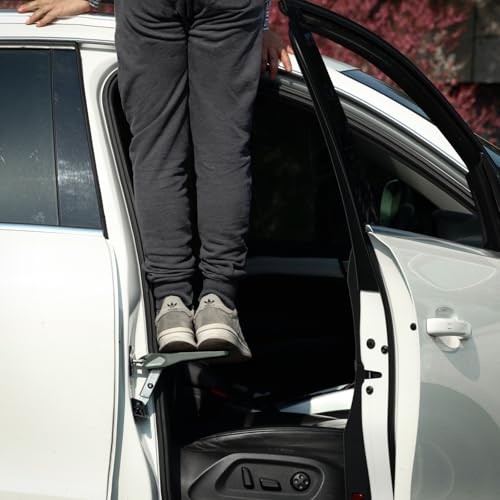 Folding Car Door Step Vehicle Pedal Ladder for Roof Access, Light Grey