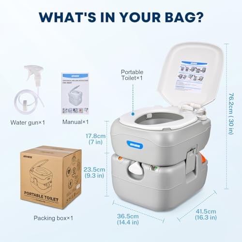 Portable RV Toilet, Camping Toilet Porta Potty, 5.8 5.8 Gal-Standard Large