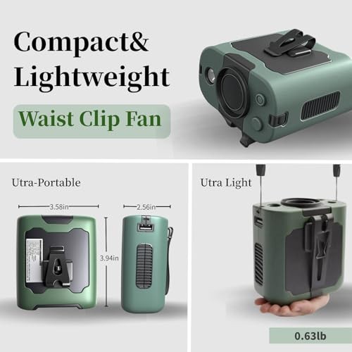 BTQILEYO Portable Waist Fan Clip On, 10000mAh 16000RPM Portable Waist Fan