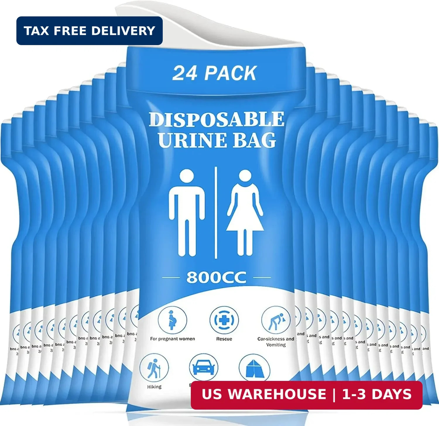 DIBBATU Disposable Urine Bags for Women/Men, 12/24Pack for Travel, Camping, Car