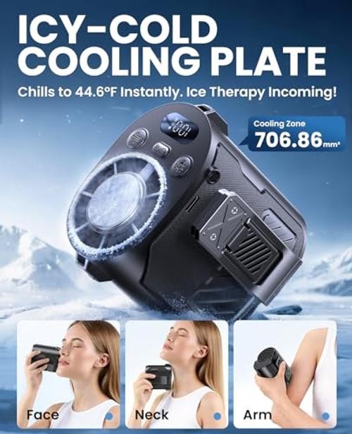 Portable Waist Fan with Ice Cooling, 4-in-1 Clip-On Fan for