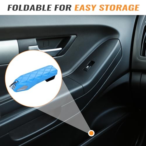 Folding Car Door Step Vehicle Pedal Ladder for Roof Access, Universal Blue
