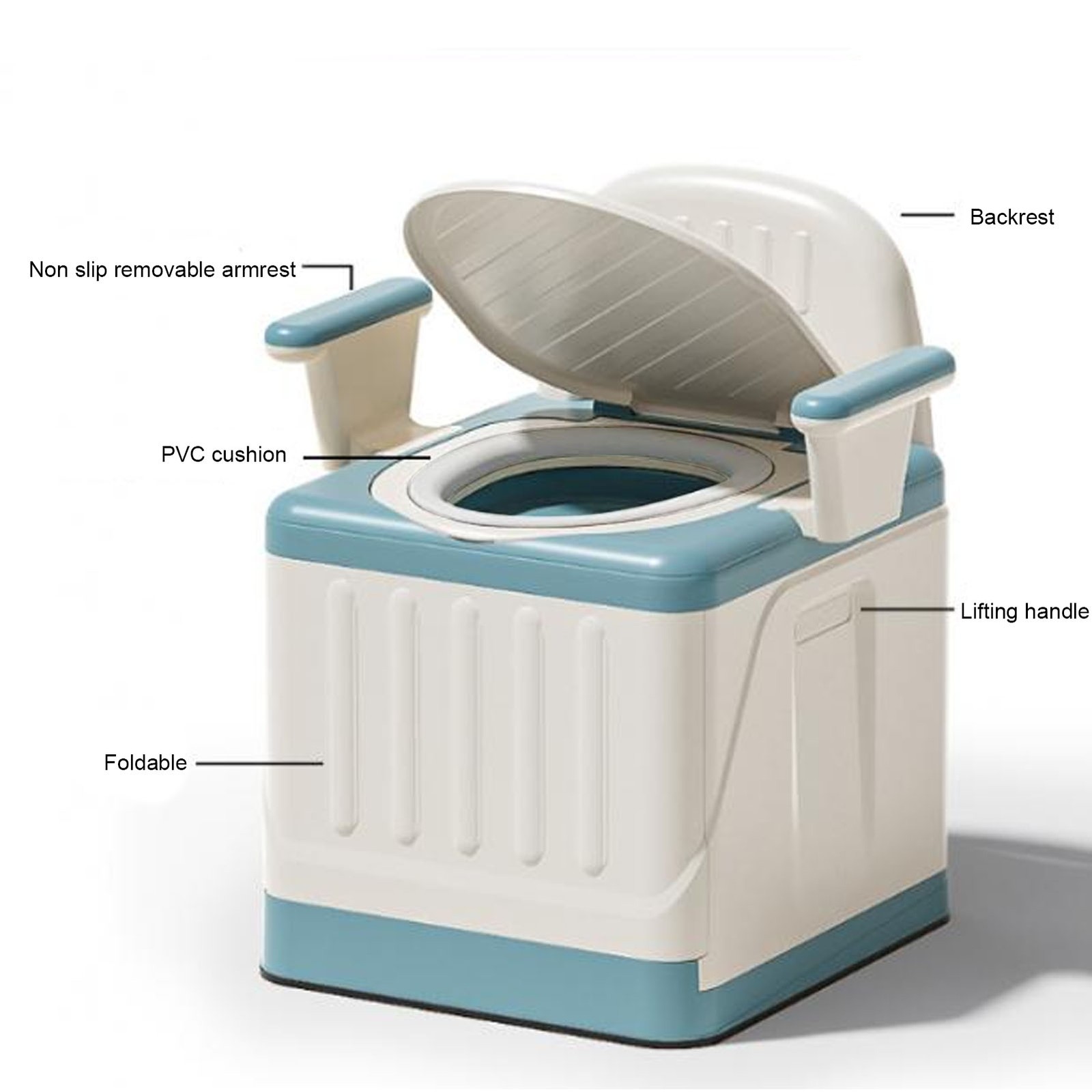 Portable Toilet Odor Proof Foldable Bedside Commode Chair With Armrests Activit⊹