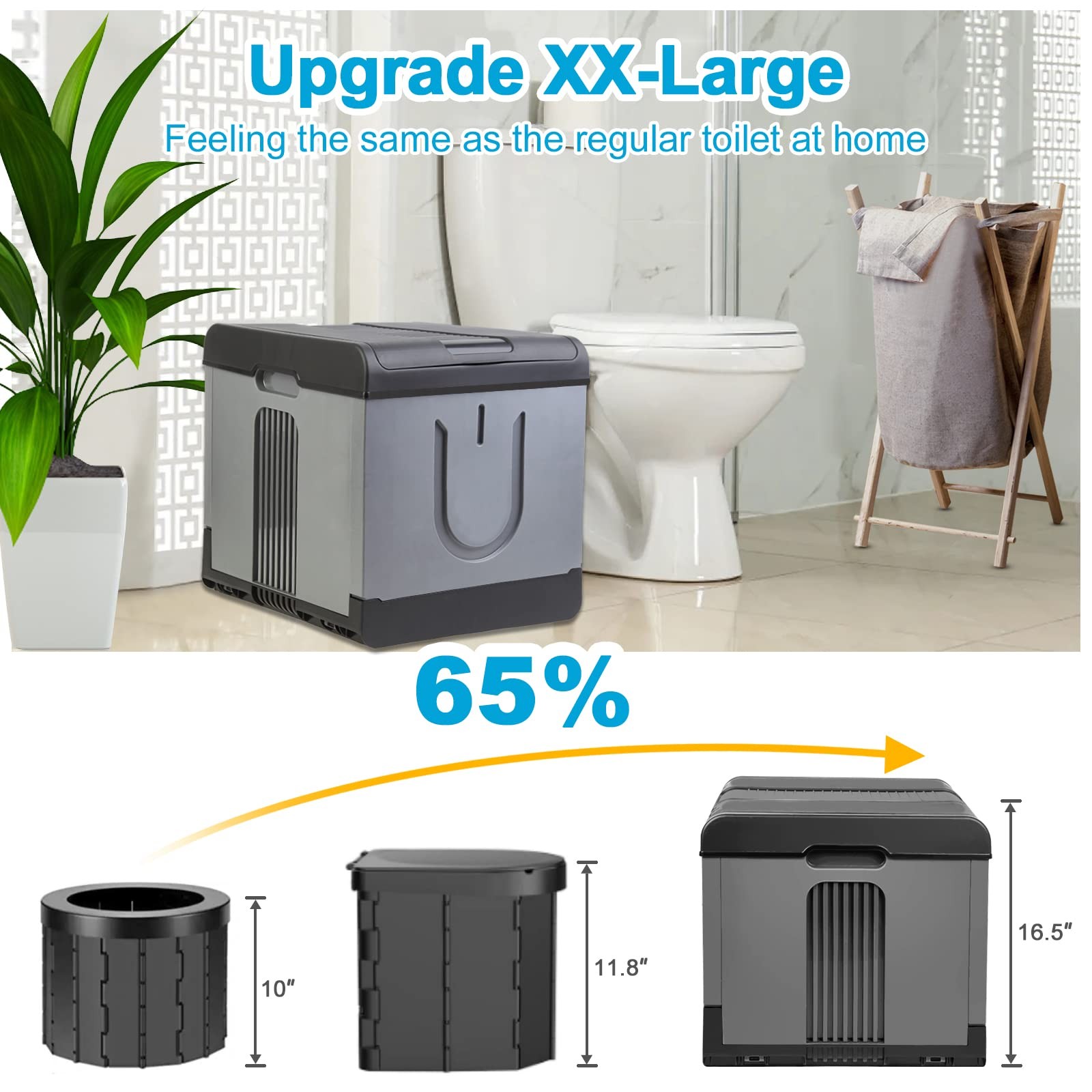 XXL Portable Toilet Camping Toilets for Car Indoor Outdoor Commode Foldable T…