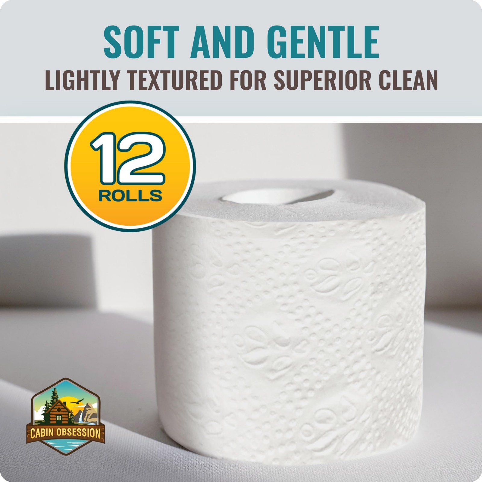 Septic Safe RV Toilet Paper – 12 Pack, 2-Ply Quick Dissolving Camper Tissue