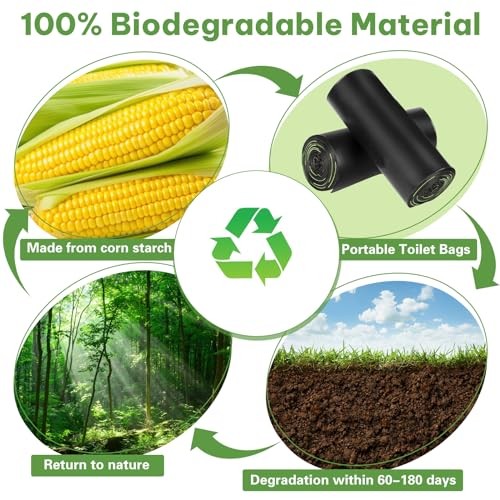40 Portable Toilet Camping Toilet Bags, Biodegradable with Drawstring & 40 pack