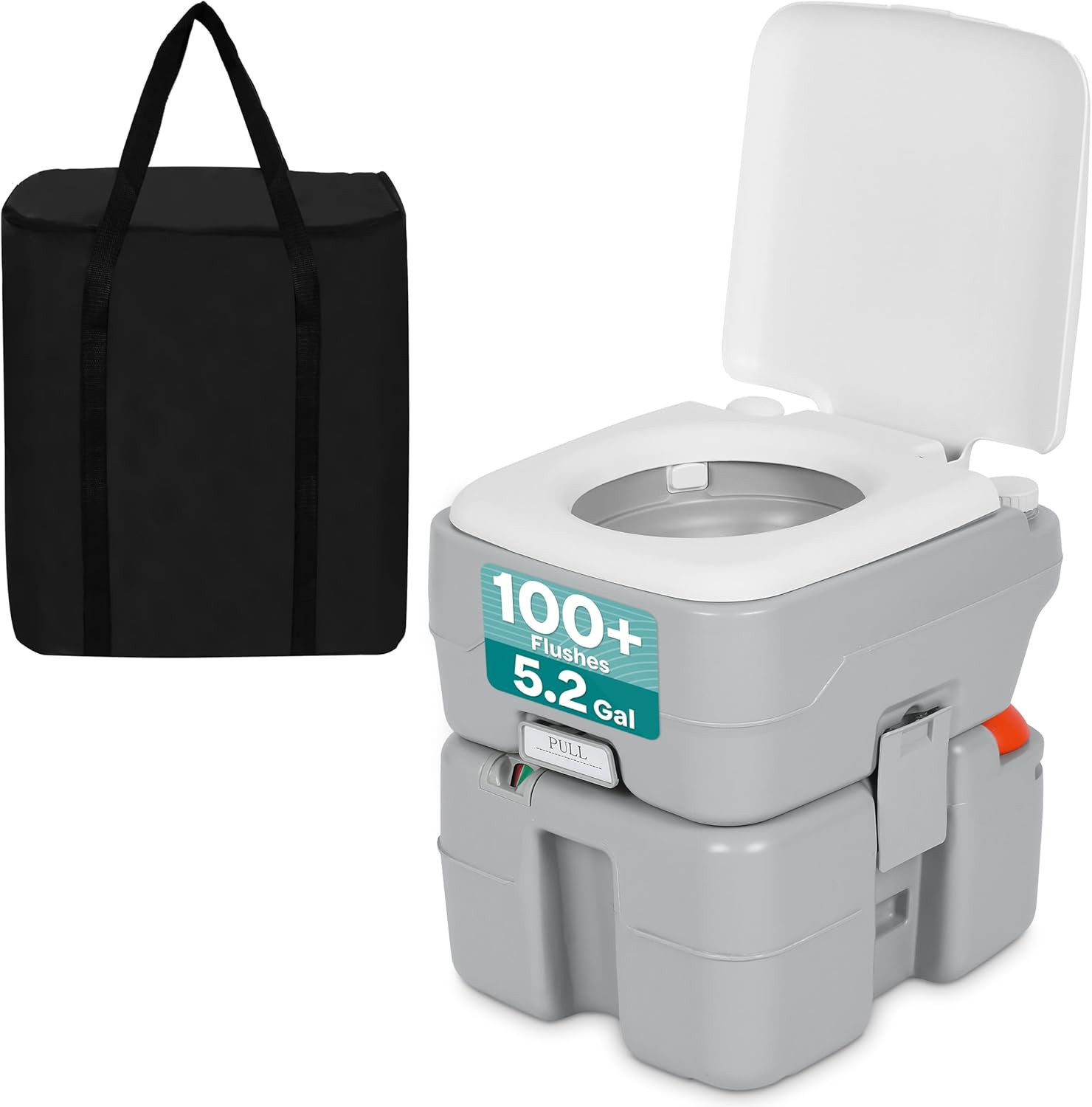 Serenelife 5.2 Gal Portable Camping Toilet for Adults, 100+ Flushes, Porta Potty
