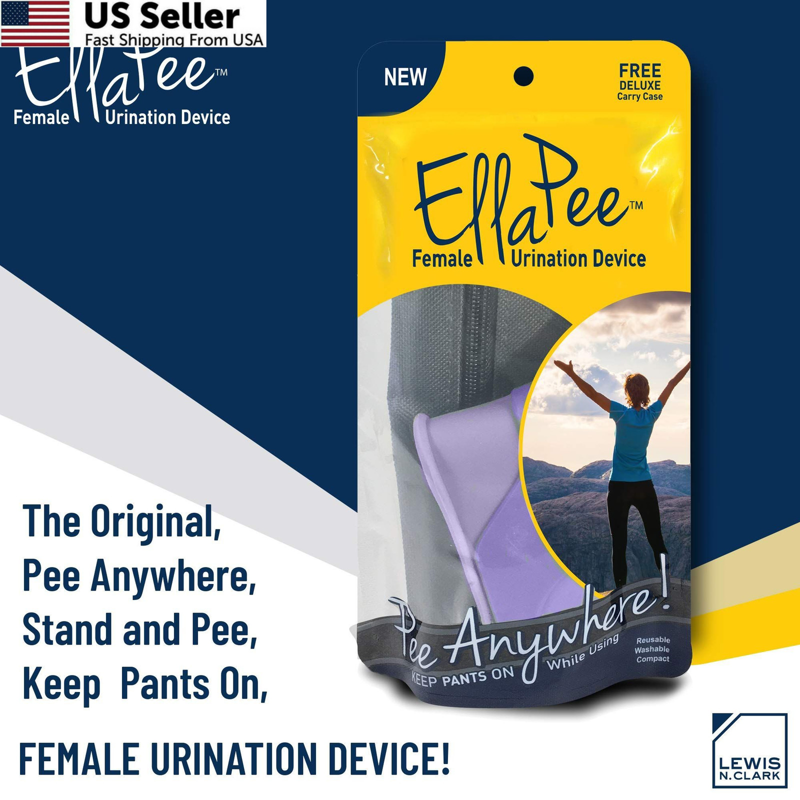 EllaPee Womens Urinal Funnel Female Urination Device for Single, Purple