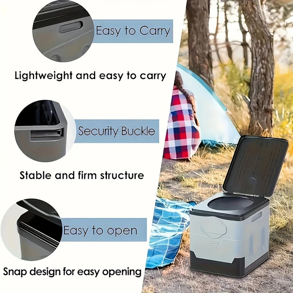 Portable Toilet Kit, Fold Camping Toilet with Pop-Up Privacy Tent Changing Rooms