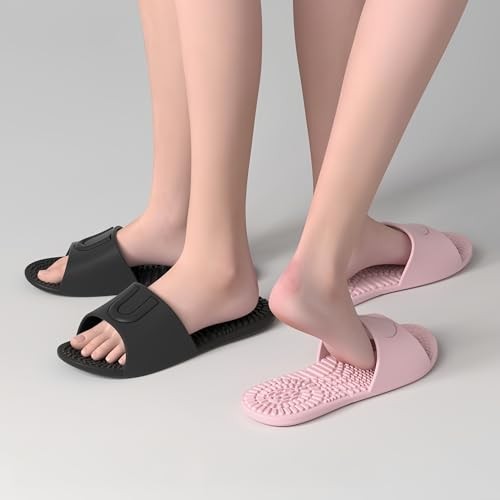Portable Travel Slippers for Women Men Foldable 6-6.5 Women/5-5.5 Men Q Black