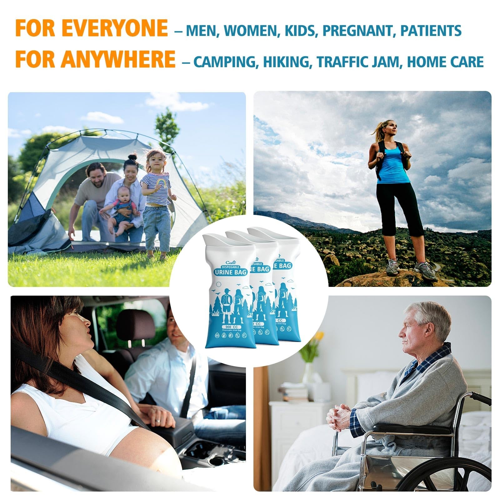 Portable Pee Bags 900ML Large Capacity Travel Emergency Urinal Men Women Vomit B