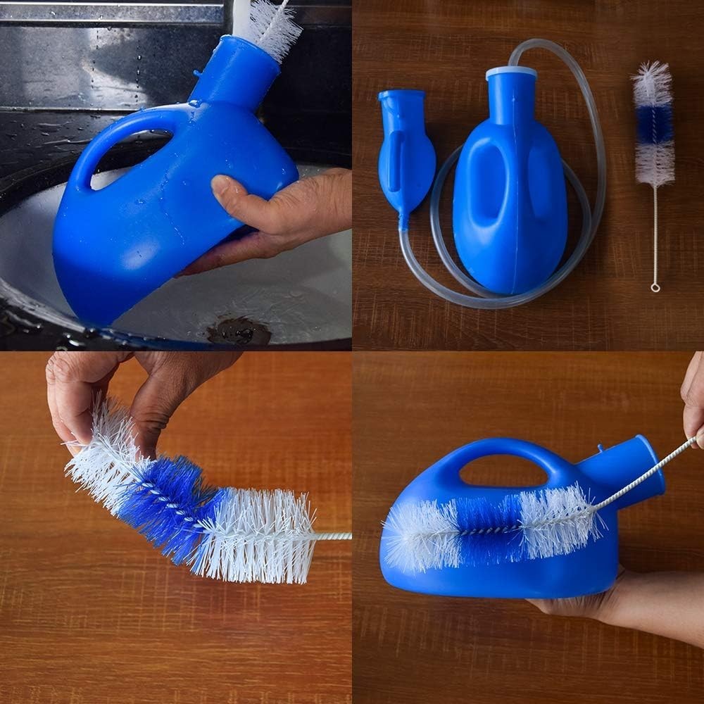 2000ml Portable Urinal for Men Complete Set Lid Tubing Funnel Brush Leak Proof