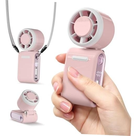 Small Portable Handheld Turbo Fan, 0.2 lb & 12 Hrs Cooling Personal Fans, Pink