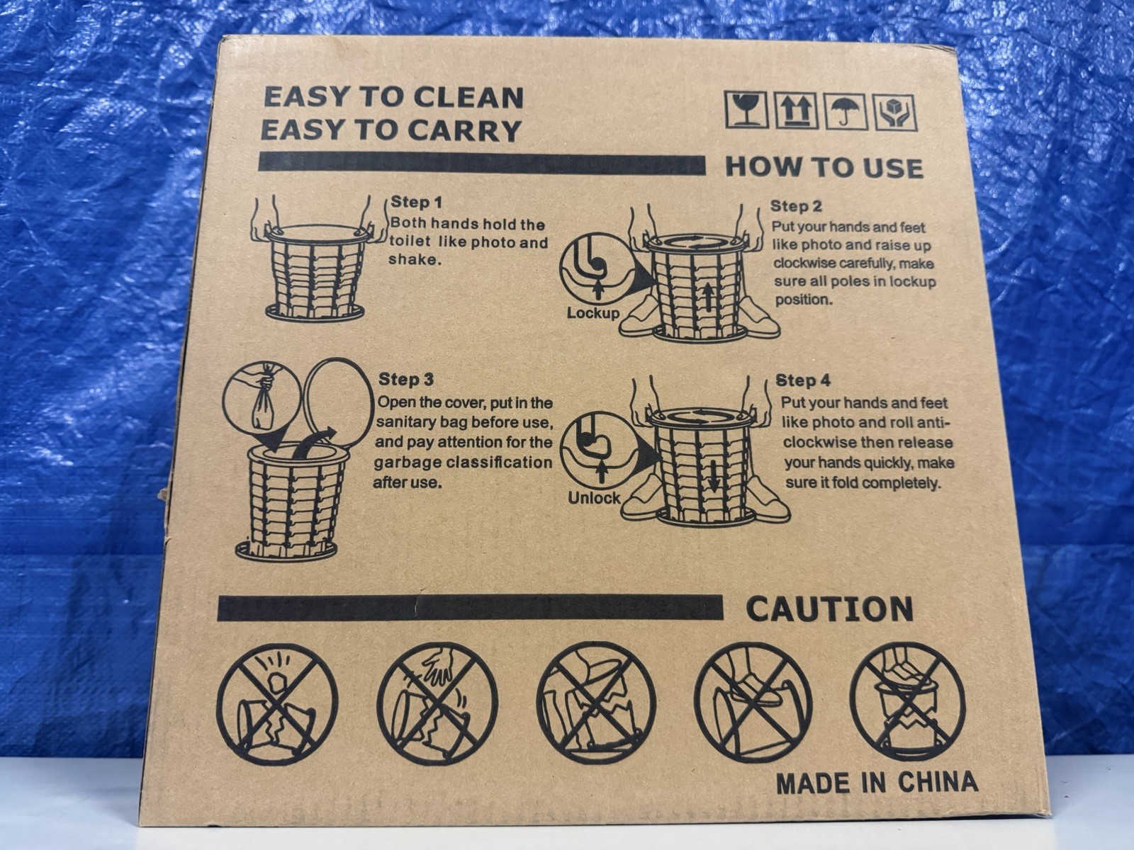 XL Portable Toilet – 16” Tall Folding Camp Potty with Lid, Lightweight Trave…
