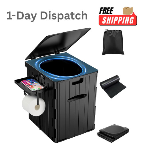 PAHTTO XL Portable Toilet 15.4″ Foldable Camping Phone Shelf Holder