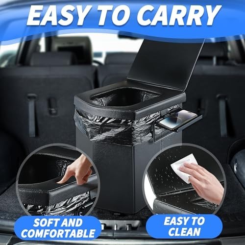 Portable Camping Toilet for Adults, 16.5” Folding Travel Potty with Lid & Carry