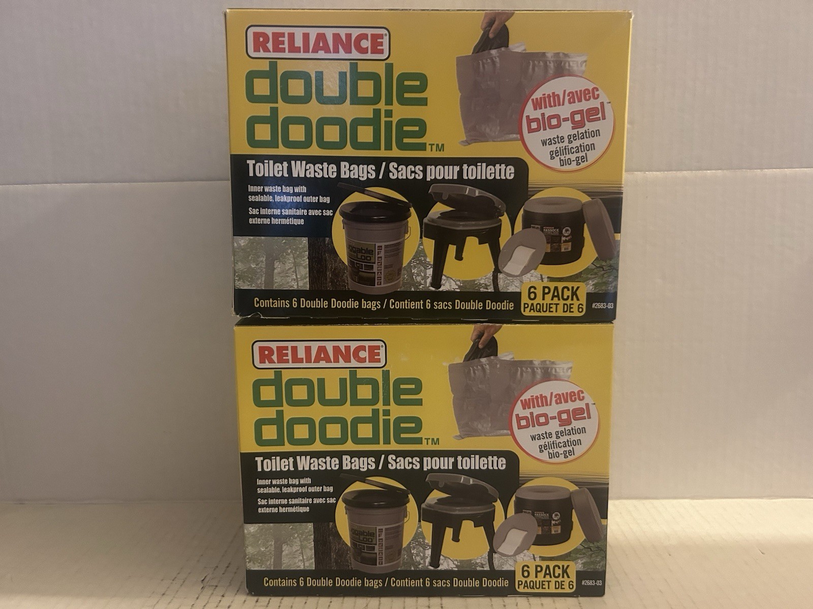 (2) Double Doodie Portable Toilet Waste Bags with Bio-Gel (2 X 6pk= 12 Bags)