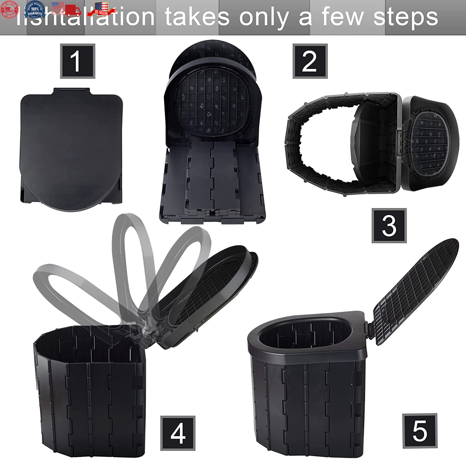 Portable Folding Toilet for Outdoor & Indoor Use, Multi-Use for Travel & Camping