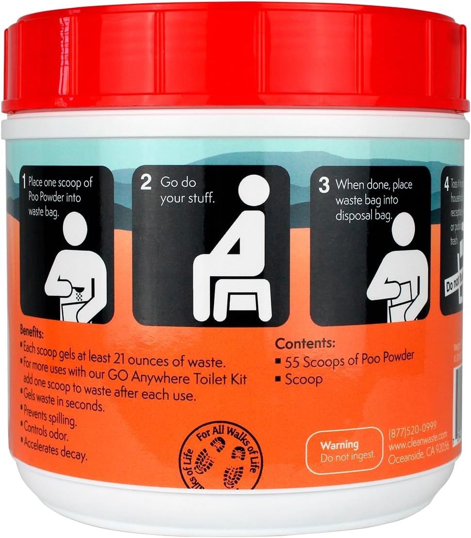 Portable Mini Poo Powder – 55 Scoops of Unscented Waste Treatment for Travel