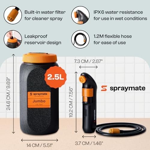 Portable Bidet for Travel & Camping – Electric High Pressure Orange-black