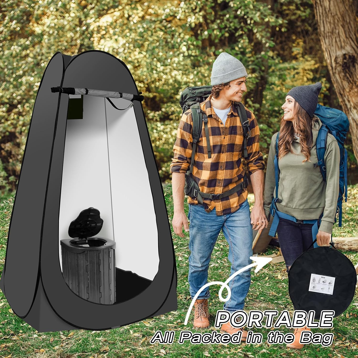 Camping Toilet Kit with Pop up Privacy Tent, X Large Portable Folding Toilet Pot