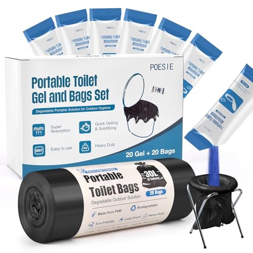 Poo Absorbent Gel Powder for Portable 20 Gels and 20 Bags Gels With Bags Set